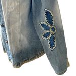 Vintage CREST JEANS Denim Jean Jacket Crochet Details Blue Size XXL Photo 6