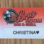 Bru’s Room & Sports Bar and Grill Employee Waitress Name Tag “Christina” Orange Photo 0