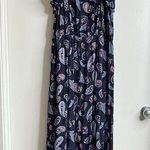 Westport  Blue Paisley Feather Maxi Dress Sz L Ruffled Straps Flowy Boho Photo 0