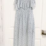 Abercrombie & Fitch Baby Blue Floral Asymmetrical Off Shoulder Ruffle Maxi Dress Photo 1