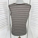 Covington Striped Ribbed Knit Tank Top Brown White Medium Stretchy Photo 3