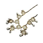 Boutique Women's‎ Bubble Drop Statement Necklace White Cream And Gold Tone Chain Photo 3
