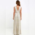 Lulus NWT  All That Shimmers is Gold Sleeveless V-Neck Maxi Dress Sz Small Photo 4