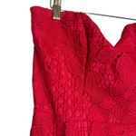 Shoshanna  Magenta Pink Strapless Floral Lace A-Line Cocktail Midi Dress Size 14 Photo 4