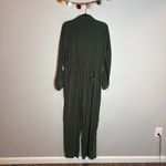 ZARA  Flowy Belted Jumpsuit in Olive Forest Green Photo 4