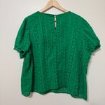 J.Crew  Eyelet Puff Sleeve Top in Brilliant Kelly Size 3X Blouse Photo 5