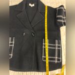 Magaschoni  Black and White Plaid Pea Coat Size Large Photo 9