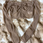 Off shoulder long sleeve cropped top. Tan Photo 0