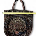 Vintage Peacock Tote Bag Black Photo 2