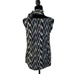 Ann Taylor  Green Black Cream Linen Blend Sleeveless Blouse Versatile Small Photo 3