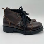 OXS Vintage Women’s Brown Leather Ankle Boots Lace Up Made in Italy Size 37 Photo 4