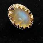 House of Harlow Statement Cocktail Ring gold tone and pale yellow stone, size 7 Photo 4