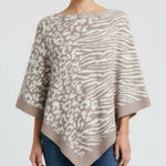 Barefoot Dreams  CozyChic Ultra Lite Ocean Breeze Poncho Womens Faded Rose Animal Photo 0