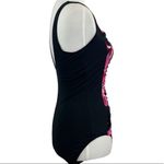 Tropical Escape Women's Black Pink Floral Ruched One Piece Swimsuit Size 6 Photo 12