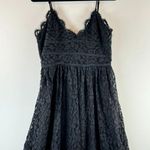 NBD Revolve Womens Dress Black Give It Up Mini Slip Lace V Neck Fit Flare Large Photo 1