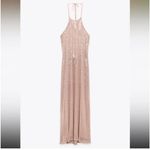 ZARA NWOT Sequin Long Open Back Halter Dress Size Medium Photo 1