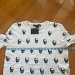 Skull Cashmere  Black White Kalissa Top Tshirt Long Sleeve Skull Print Burnout XS Photo 5