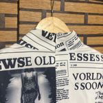 For Her White And Black Newspaper Print Belted Dress Size Medium Photo 6