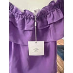 Lavender Brown  NWT 100% SILK ruffled purple womens top size large Photo 2