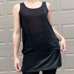 Eileen Fisher Black Silk Asymmetrical Hem Indie Sleaze Grunge Tunic Tank Top XS Photo 5