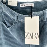 ZARA NEW  Vintage Style Retro Blue Corduroy Slim Flare Pants Size 2/34 Photo 4