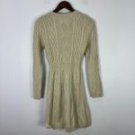 Lucky Brand  Sweater Dress S‎ Beige Cable Knit Long Sleeve Boho Preppy Academia Photo 7