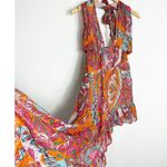 Sundress Amina Dress Size Large Fuchsia orange Print Halter Neck Asymmetric Hem Photo 11