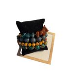 Colorful Multicolor Beaded Elastic Bracelet Set With Turquoise Red Amber & Yello Photo 10