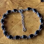 Natural Black Spinel Sterling Silver Tennis Bracelet Photo 0