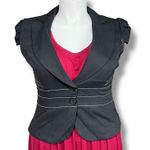 My Michelle Y2K  Womens Blazer Suit Jacket Short Sleeve Fitted Button Close Black Photo 0