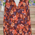Old Navy Maroon Floral Boho Peasant Top V-neck Long Sleeve Pull Over Size XL Photo 0