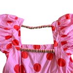 Pitusa Pink Polka Dot Babydoll Mini Dress Puff Sleeves Open Back Size Small NWT Photo 9