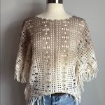 Haute Hippie  Tan/Cream Ombre Crochet Poncho One Size Photo 0