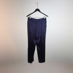 Magda Butrym Silk Satin Front Pleated Mid Rise Ankle Length Navy Blue Pants 38 Photo 3