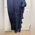 AQUA Strapless Navy Blue Ruffle Maxi Dress | size XL Photo 8