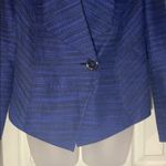 Mary Kay Single Button Cropped Tweed Blue and Black Blazer 10P Photo 2