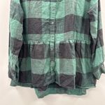 American Eagle  Oversized Green & Black Buffalo Plaid Babydoll Flannel Shirt Sz S Photo 3