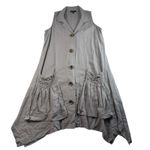 For Cynthia  Sz S Shirt Dress Linen Blend Shark Bite Hem Ruched Pockets Lagenlook Photo 3