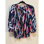 CROSBY by Mollie Burch Womens Mod Floral Tie Neck Top Blouse Size Small Photo 1