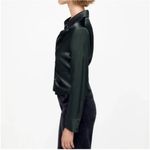 ZARA  Pleated Satin Effect Shirt Green Photo 7