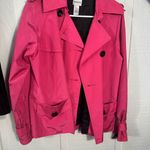 Chico's Fuchsia Pink Pea Coat Style Jacket SZ 1 EUC Photo 2
