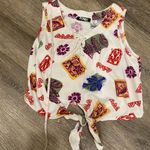 Gitano vintage 80s 90s crop top tie front tank funky geometric graphic medium Multiple Photo 6