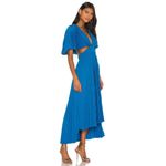 AMUR Dara Pleated Cutout Midi Dress Teal Blue Size 6 Photo 2