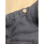 Chico's Platinum Denim Jacket Womens Large Dark Wash Military Style Button Front Photo 2