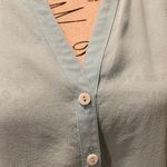 Hillard & Hanson Light Blue Matte Silk Women's Medium Button-Up Short Sleeve Top Shirt Photo 1