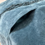 Pamela McCoy Suede Leather Jacket with Fringe Tassels, Size L Teal Blue Size L Photo 16