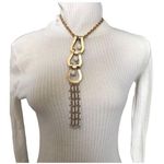 Park Lane  Retro Studio Modernist White Beaded Gold Tone Necklace Photo 0