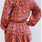 Boutique Vibrant Orange and Purple Aztec Patterned Long Sleeve Romper, Sz S Photo 2