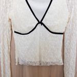 Y2K Thirty Thirty Lace Long Sleeve Mesh Top Sz M Cream Coquette Romantic Ballet Black Size M Photo 2
