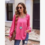 Zeagoo  Long Sleeve Pink Blouse Small Photo 1